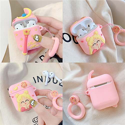 

Earphone Case For AirPods Case Silicone Cute Cartoon Beautiful girl Cover For Apple Air pods Charging box case Finger Ring Strap