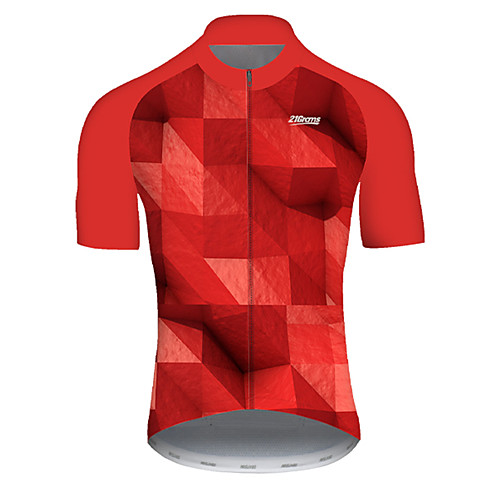 

21Grams Men's Short Sleeve Cycling Jersey Summer Nylon Polyester Red Plaid Checkered Gradient 3D Bike Jersey Top Mountain Bike MTB Road Bike Cycling Ultraviolet Resistant Quick Dry Breathable Sports