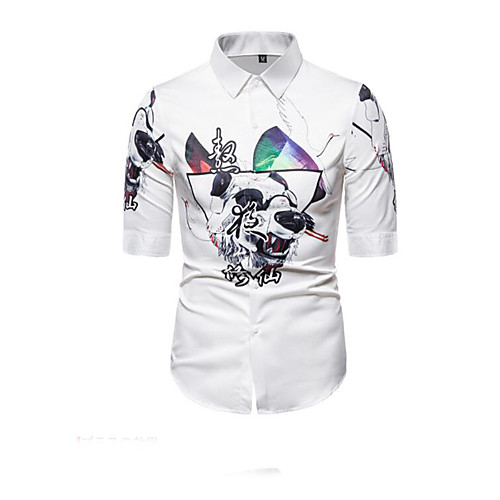 

Men's Graphic Print Shirt Sexy Street chic Daily Going out White / Black