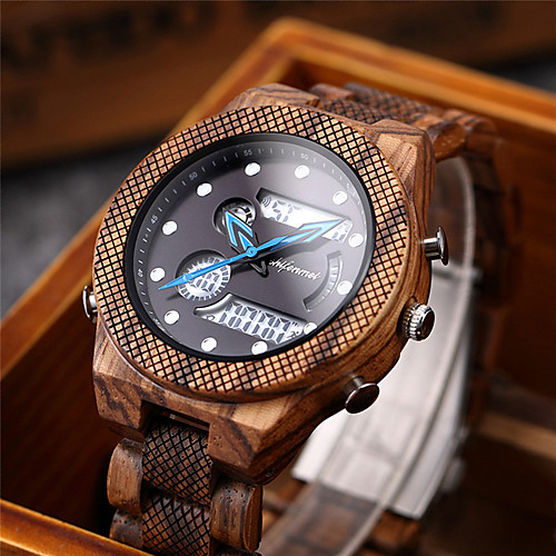 

Men's Digital Watch Japanese Digital Wood Wooden Day Date Analog - Digital Fashion Wood - Brown One Year Battery Life