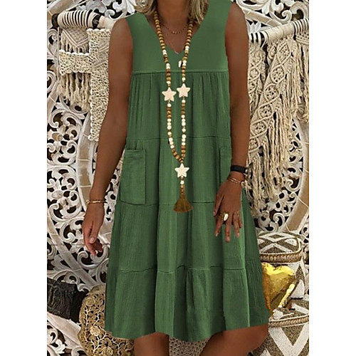 

Women's A-Line Dress Knee Length Dress - Short Sleeves Solid Color Summer Casual Mumu 2020 Blue Purple Green S M L XL XXL XXXL XXXXL XXXXXL