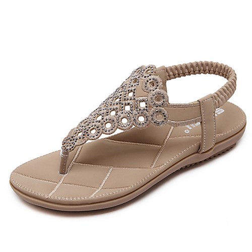 

Women's Sandals Summer Flat Heel Open Toe Boho Daily PU Black / Beige
