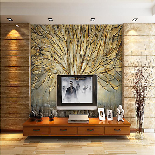 

Mural Wallpaper Wall Sticker Covering Print Peel and Stick Removable Tree of Life Gold Canvas Home Décor