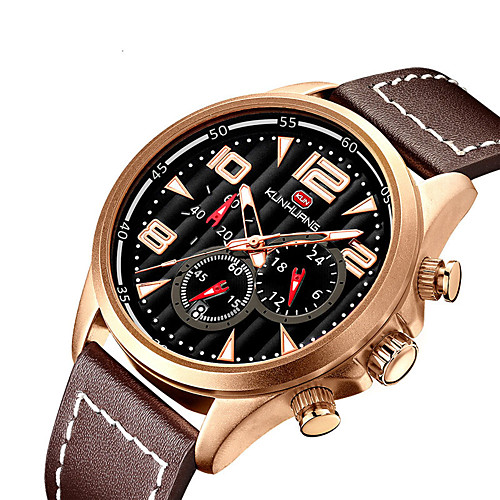 

Men's Sport Watch Quartz Modern Style Stylish Genuine Leather Water Resistant / Waterproof Large Dial Analog Casual Big Face - Black Blue Brown