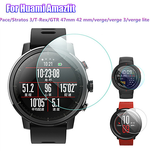 

5 PCS Screen Protector for Amazfit Stratos 3/Pace/T-Rex/GTR 47mm 42mm/Verge/Verge 3/Verge Lite Watch Tempered Glass Transparent High Definition (HD) Scratch Proof/9H Hardness