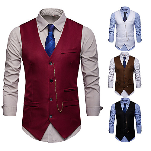 

Gentleman Kingsman Vintage Masquerade Vest Waistcoat Men's Slim Fit Costume White / Black Vintage Cosplay Event / Party Sleeveless