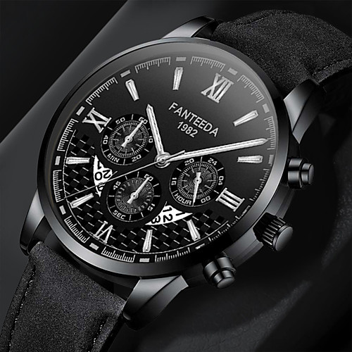 

Men's Dress Watch Quartz Formal Style Stylish Leather Black / Blue / Brown Calendar / date / day Casual Watch Cool Analog Casual Minimalist - Black / Silver BlackGloden Black / Yellow One Year