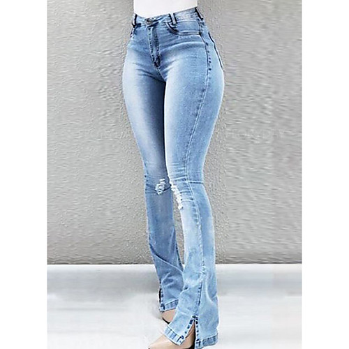 

Women's Going out Chinos Pants - Solid Colored Blue S / M / L