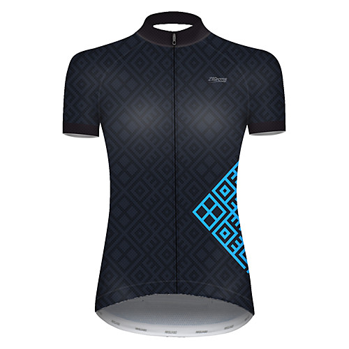 

21Grams Women's Short Sleeve Cycling Jersey Summer Nylon Polyester Black / Blue Plaid Checkered Gradient Geometic Bike Jersey Top Mountain Bike MTB Road Bike Cycling Ultraviolet Resistant Quick Dry