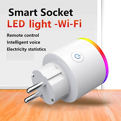 

European standard smart socket Wifi mobile phone remote control timer switch plug RGB dimming scene night vision socket