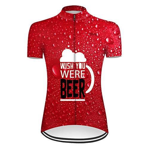 

21Grams Women's Short Sleeve Cycling Jersey Red Oktoberfest Beer Bike Top Mountain Bike MTB Road Bike Cycling Breathable Sports Clothing Apparel / Micro-elastic