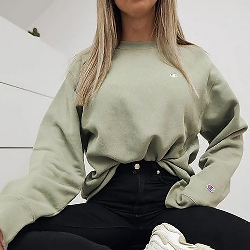 

Women's Sweatshirt Solid Colored Basic Green S M L XL XXL