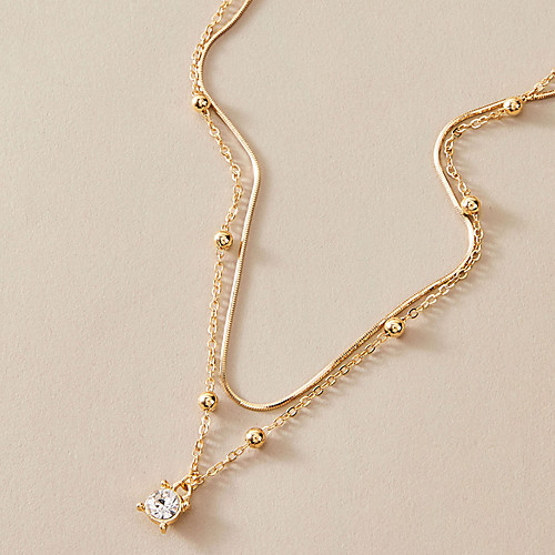 

Women's Pendant Necklace Necklace Layered Necklace Stacking Stackable Lucky Simple Classic Rustic Trendy Zircon Chrome Gold 34 cm Necklace Jewelry 1pc For Party Evening Street Birthday Party Beach