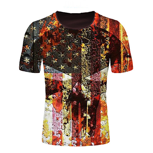 

Men's T shirt Graphic Print Short Sleeve Daily Tops Yellow