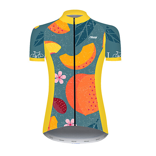 

21Grams Women's Short Sleeve Cycling Jersey Nylon Polyester Green / Yellow Fruit Peach Bike Jersey Top Mountain Bike MTB Road Bike Cycling Breathable Quick Dry Ultraviolet Resistant Sports Clothing