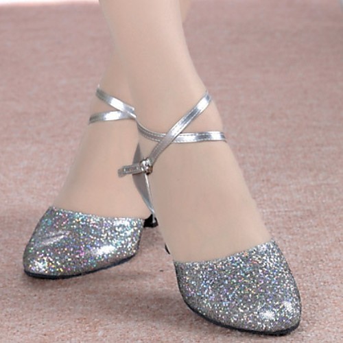 

Women's Modern Shoes PU Buckle Heel Thick Heel Dance Shoes Gold / Silver