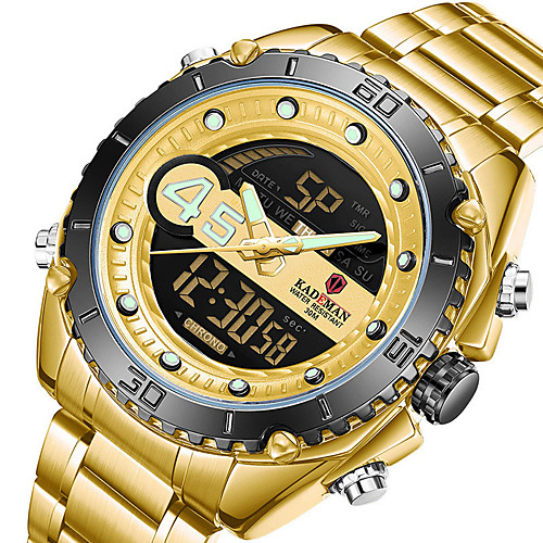 

Men's Sport Watch Digital Modern Style Sporty Stainless Steel Water Resistant / Waterproof Calendar / date / day Alarm Clock Analog - Digital Casual Outdoor - BlackGloden Black Blue