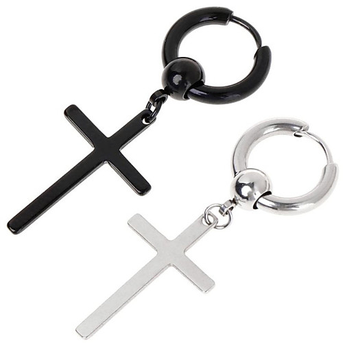 

Hanging Cross Earrings Cross Statement Fashion Modern Trendy Cool Stainless Steel Earrings Jewelry Silver / Black For Street Gift Prom Date Festival
