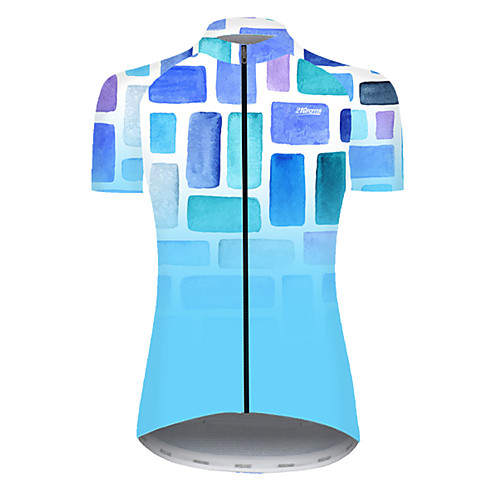 

21Grams Women's Short Sleeve Cycling Jersey Nylon Polyester Blue Plaid / Checkered 3D Gradient Bike Jersey Top Mountain Bike MTB Road Bike Cycling Breathable Quick Dry Ultraviolet Resistant Sports