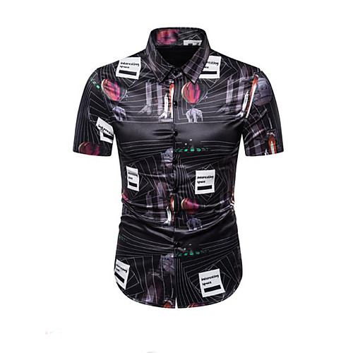 

Men's Abstract Print Shirt Sexy Street chic Daily Going out Black