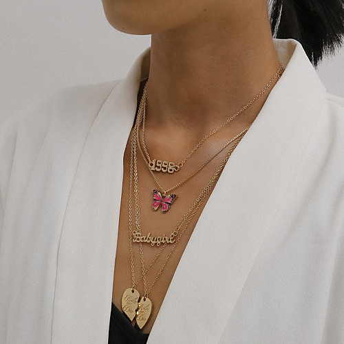 

Women's Pendant Necklace Monogram Butterfly Punk Chrome Iron Gold 35 cm Necklace Jewelry For Masquerade Street
