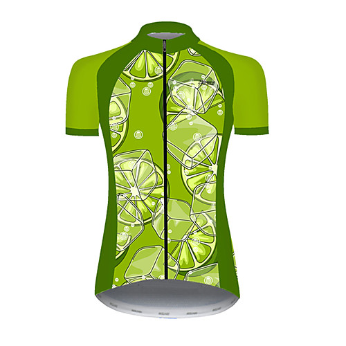

21Grams Women's Short Sleeve Cycling Jersey Summer Nylon Polyester Green Lemon Fruit Bike Jersey Top Mountain Bike MTB Road Bike Cycling Ultraviolet Resistant Quick Dry Breathable Sports Clothing