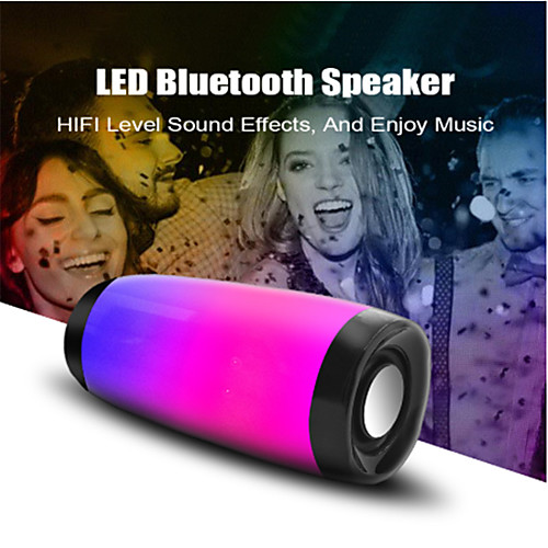 

10W Wireless Bluetooth Speaker with Colorful LED Light Outdoor Portable Column FM Radio TF with Mic Hands Free Stereo Subwoofer