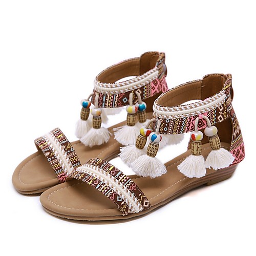 

Women's Sandals Boho Bohemia Beach Flat Heel Open Toe Flat Sandals Boho Daily PU Black Brown