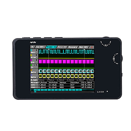 

Mini DSO LA104 Digital Logic Analyzer 2.8 inch Screen 4 Channels Oscilloscope SPI IIC UART Programmable 100MHz Max Sampling Rate