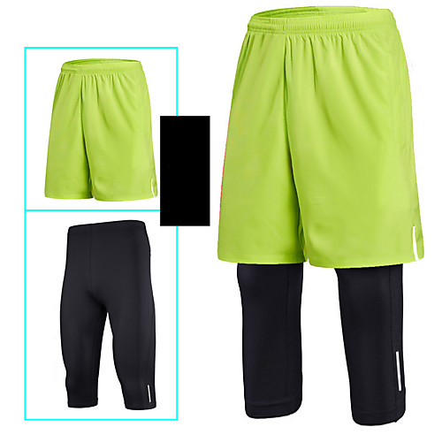

Men's Running Shorts With Tights 2pcs Bottoms Winter Fitness Running Jogging Training Quick Dry Breathable Soft Sport FluorescenceGreen Black Orange / Stretchy
