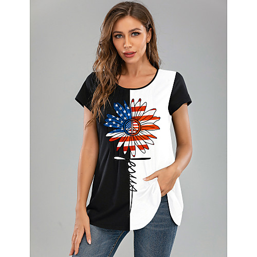 

Women's Rainbow National Flag American flag Print T-shirt Daily Rainbow