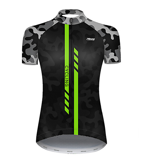 

21Grams Women's Short Sleeve Cycling Jersey Nylon Polyester Black / Green Stripes Patchwork Camo / Camouflage Bike Jersey Top Mountain Bike MTB Road Bike Cycling Breathable Quick Dry Ultraviolet