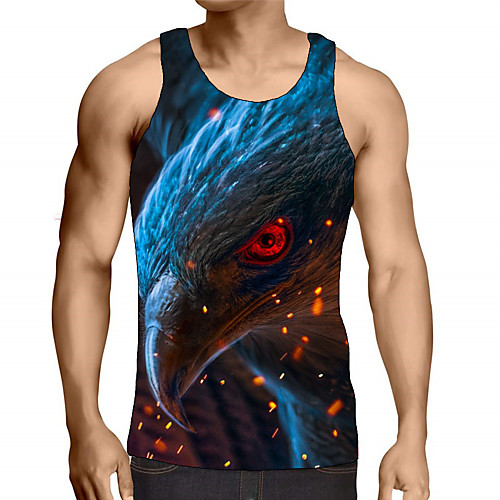 

Men's Tank Top Graphic Animal Plus Size Print Sleeveless Daily Tops Streetwear Exaggerated Rainbow