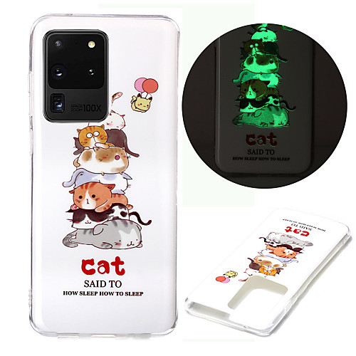 

Case For Samsung Galaxy S9 / S9 Plus / S8 Plus Glow in the Dark / IMD / Pattern Back Cover Cat TPU