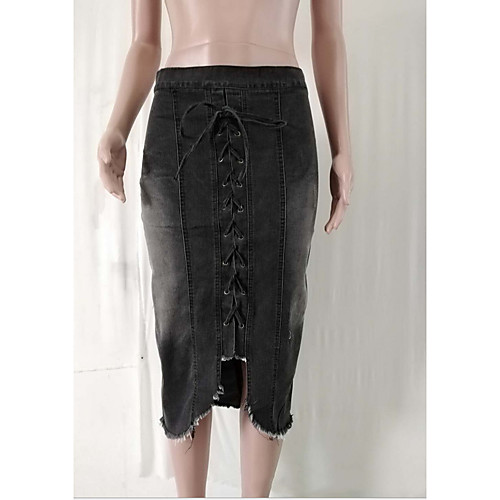 

Women's Trumpet / Mermaid Skirts - Solid Colored Black Blue Gray S M L