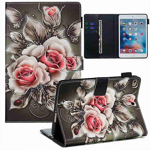 

Case For Apple iPad Mini 3/2/1 / iPad Mini 4 / iPad Mini 5 Wallet / Card Holder / with Stand Full Body Cases Flower PU Leather / TPU