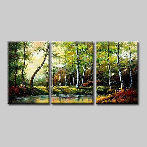 

Oil Painting Hand Painted Horizontal Abstract Floral / Botanical Comtemporary Modern Stretched Canvas / Three Panels