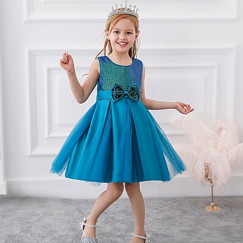 

Princess Knee Length Flower Girl Dresses Party Tulle Sleeveless Jewel Neck with Sash / Ribbon