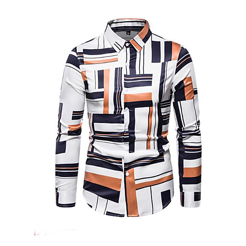 

Men's Geometric Print Shirt Sexy Street chic Daily Going out White