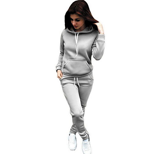 

Women's Activewear Set Solid Colored Basic Hoodies Sweatshirts Wine Pink Gray