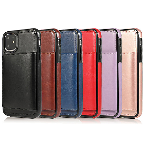 

Case For Apple iPhone 7/8/7P/8P/X/XS/XR/XS Max/11/11 Pro/11 Pro Max/SE 2020 Card Holder / Shockproof Back Cover Solid Colored PU Leather / TPU