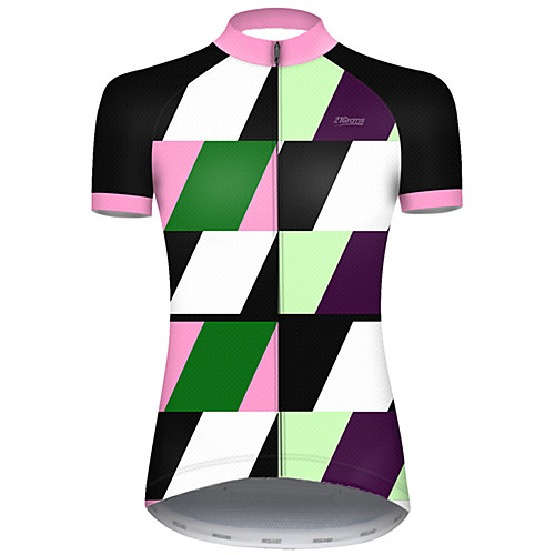 

21Grams Women's Short Sleeve Cycling Jersey Summer Nylon Polyester BlackWhite Plaid Checkered Funny Bike Jersey Top Mountain Bike MTB Road Bike Cycling Ultraviolet Resistant Quick Dry Breathable