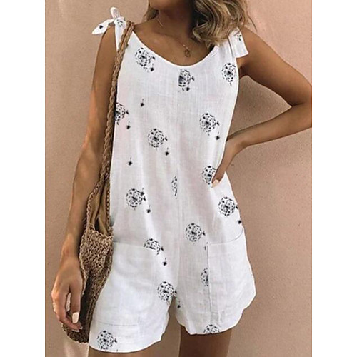 

Women's White Blue Yellow Romper Onesie, Geometric S M L