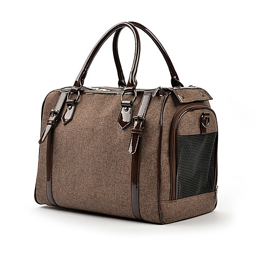 

Dog Cat Travel Carrier Bag Airline Approved Pet Carrier Portable Breathable Durable Solid Colored Cotton Outdoor Brown