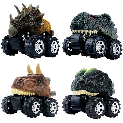 

Pull Back Dinosaur Cars, 4-Pack Dino Cars Toys with Big Tire Wheel for 3-14 Year Old Boys Girls Creative Gifts for Kids, Mini Dinosaur Figures Cars for Kids