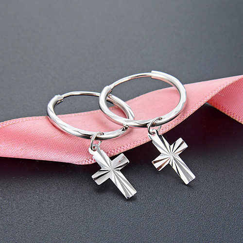 

Women's Drop Earrings Cross Elegant European Trendy Fashion Cute Silver Earrings Jewelry Silver For Wedding Formal Engagement Prom Promise