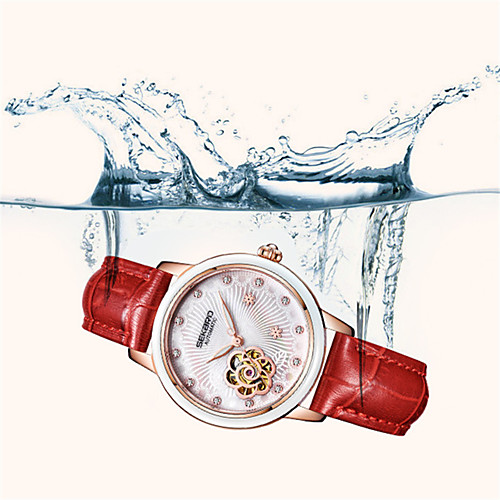 

Women's Mechanical Watch Elegant Fashion Genuine Leather Automatic self-winding White Black Red Water Resistant / Waterproof Analog / Stainless Steel