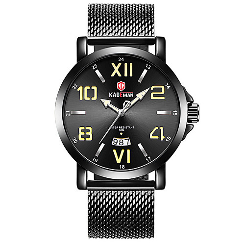 

Men's Steel Band Watches Quartz Modern Style Stylish Stainless Steel Water Resistant / Waterproof Calendar / date / day Analog Cool Big Face - BlackGloden Blue Gold