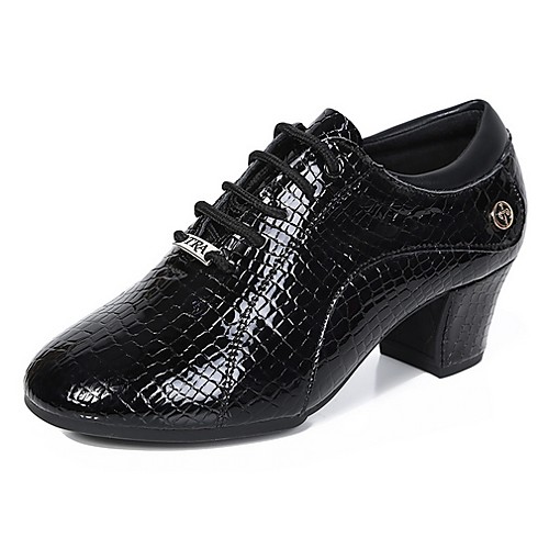 

Women's Dance Boots PU Lace-up Heel Thick Heel Dance Shoes Black / Red