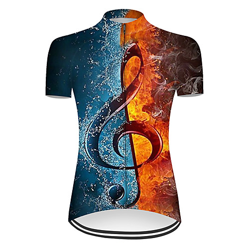 

21Grams Women's Short Sleeve Cycling Jersey Summer Nylon Polyester BlueYellow Patchwork Gradient 3D Bike Jersey Top Mountain Bike MTB Road Bike Cycling Ultraviolet Resistant Quick Dry Breathable
